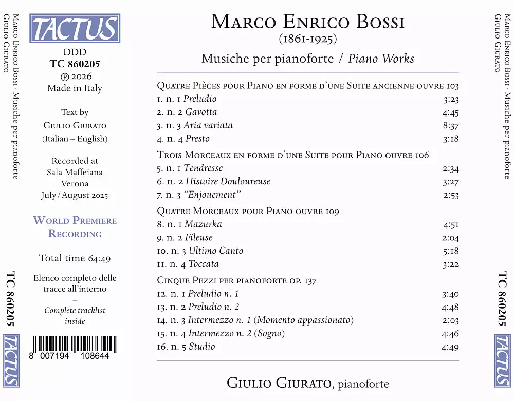 Bossi: Musiche per pianoforte