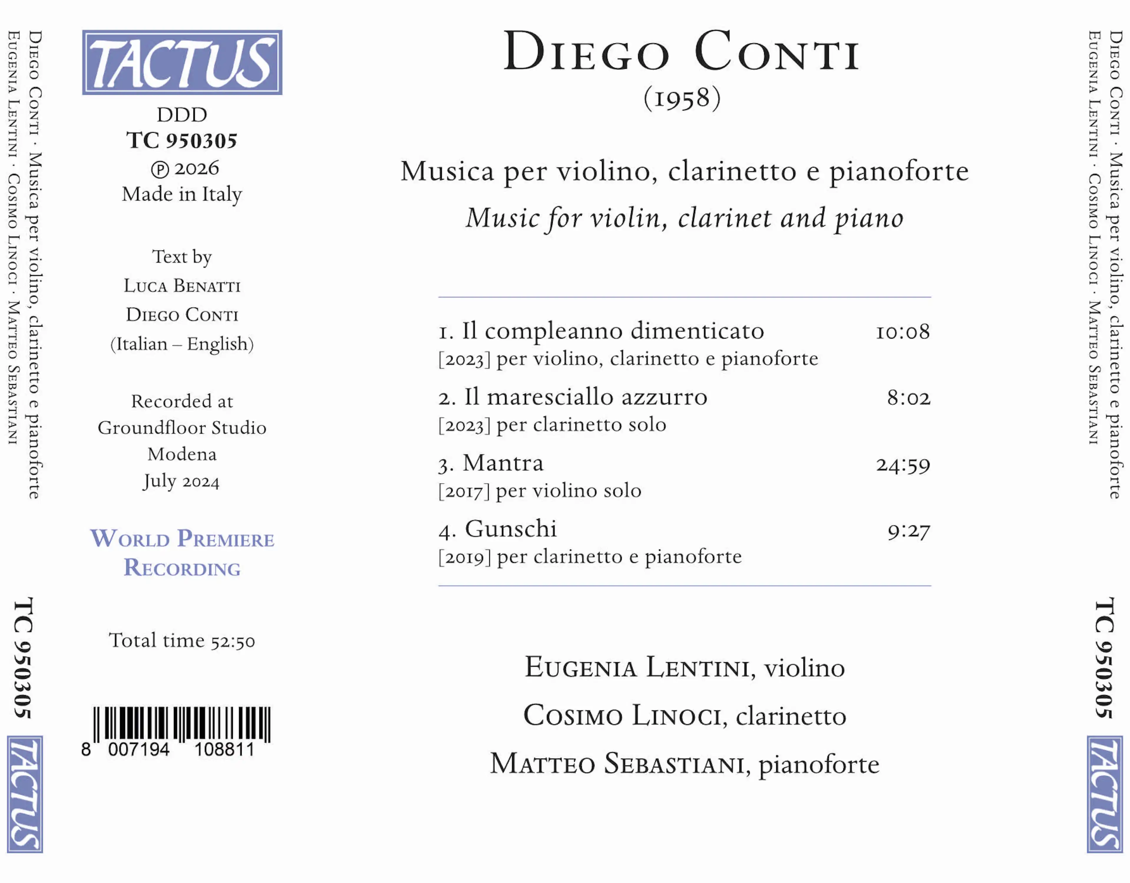 Conti: Musica per violino, clarinetto e pianoforte
