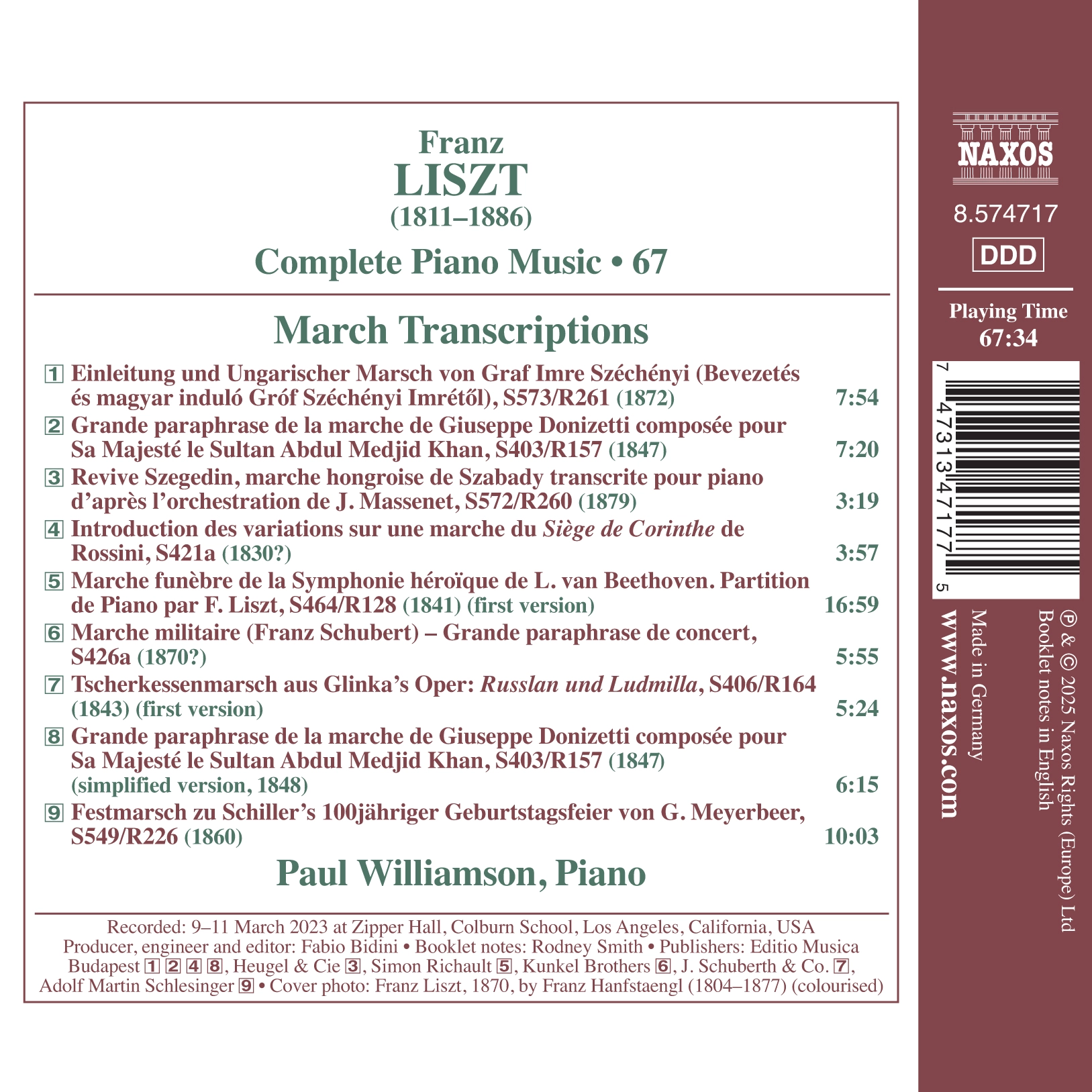 Liszt: Complete Piano Music , Vol. 67