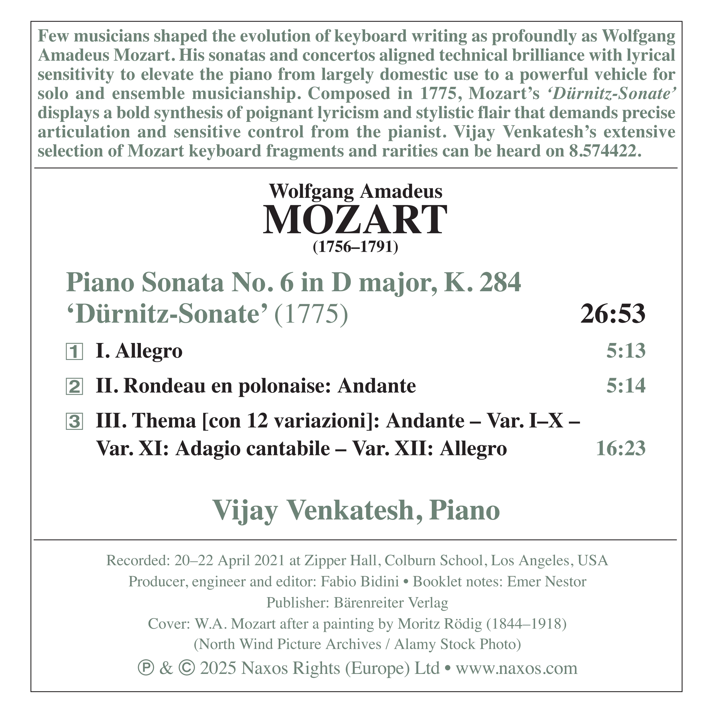 Mozart: Piano Sonata No. 6 in D Major, K. 284 