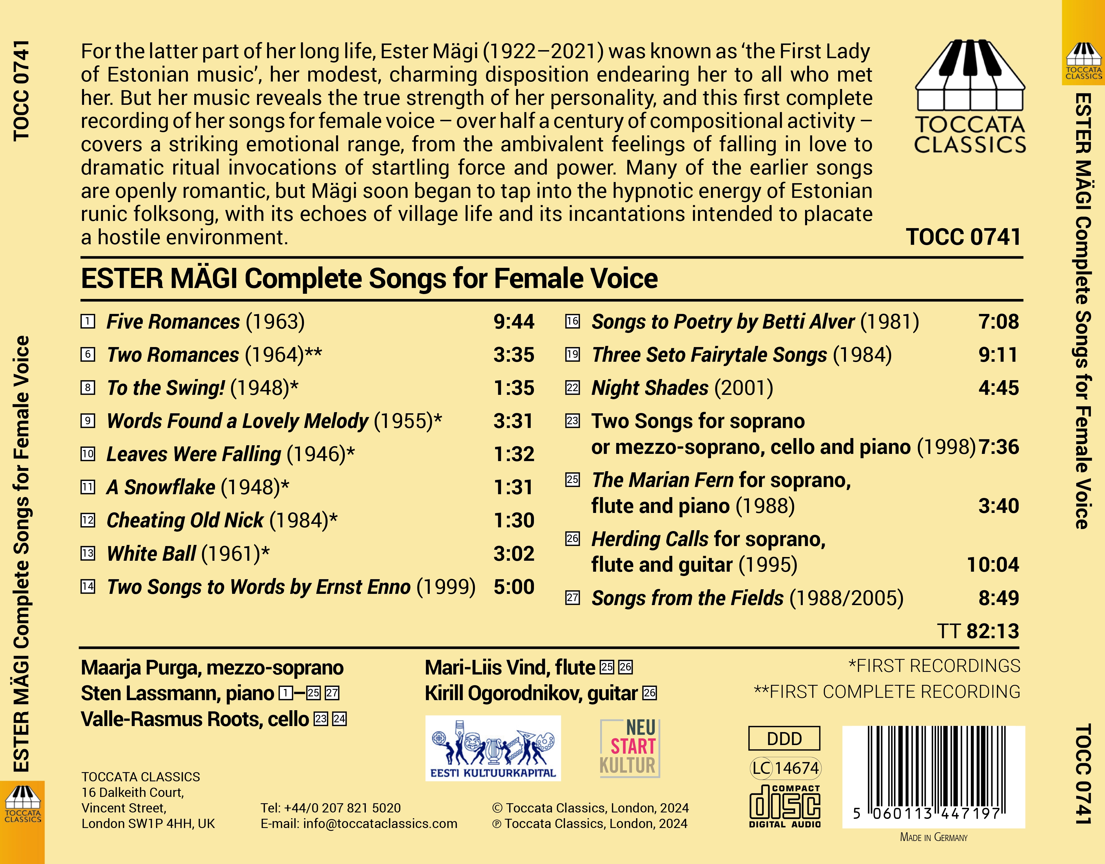 Ester Mägi: Complete Songs for Female Voice