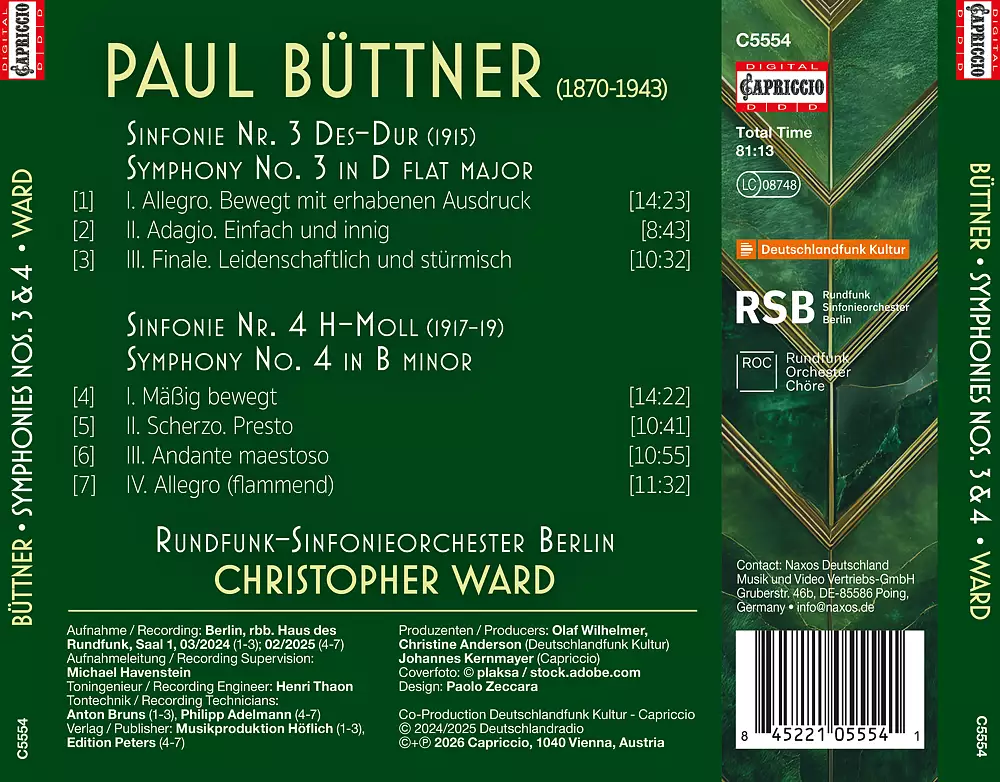 Paul Büttner: Symphonies Nos. 3 & 4