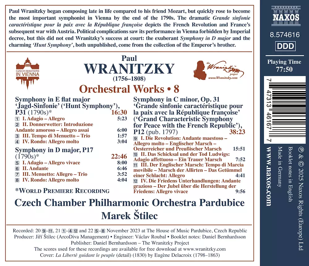 Wranitzky: Orchestral Works, Vol. 8