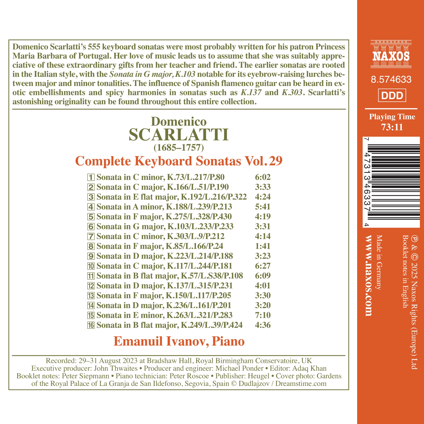 D. Scarlatti: Complete Keyboard Sonatas, Vol. 29