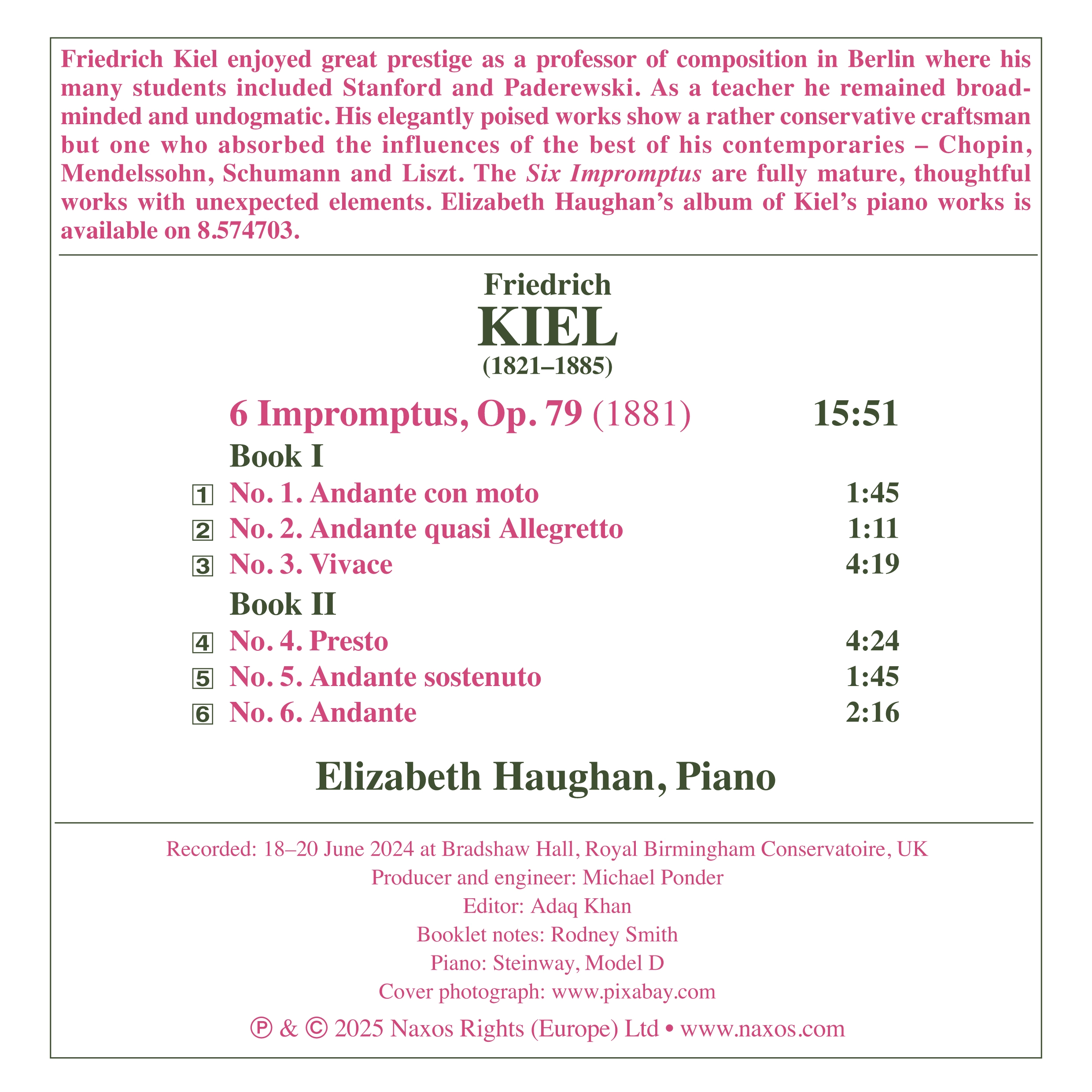 Kiel: 6 Impromptus, Op. 79
