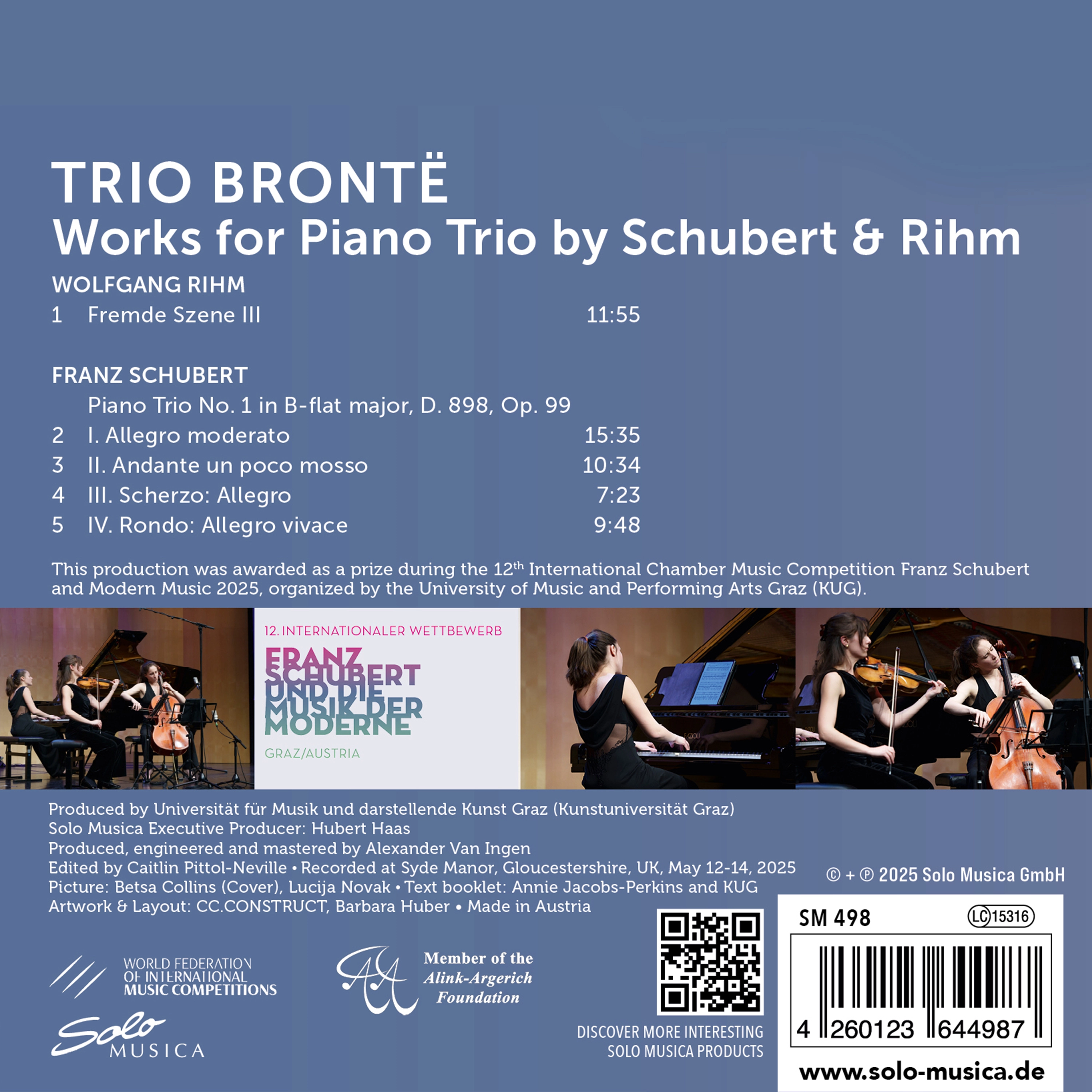 Works for Piano Trio by Schubert & Rihm