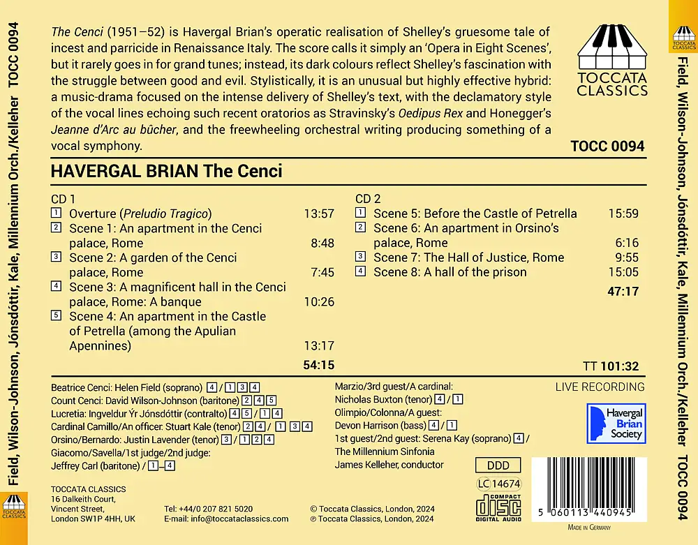 Havergal Brian: The Cenci - Opera in Eight Scenes