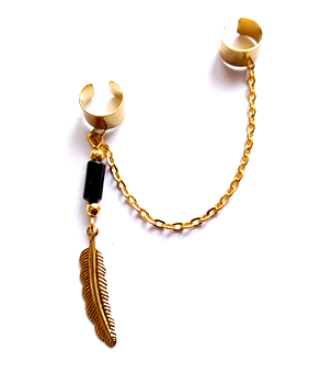 Dubbel ear cuff med onyx