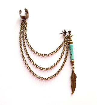 Ear cuff med turkos