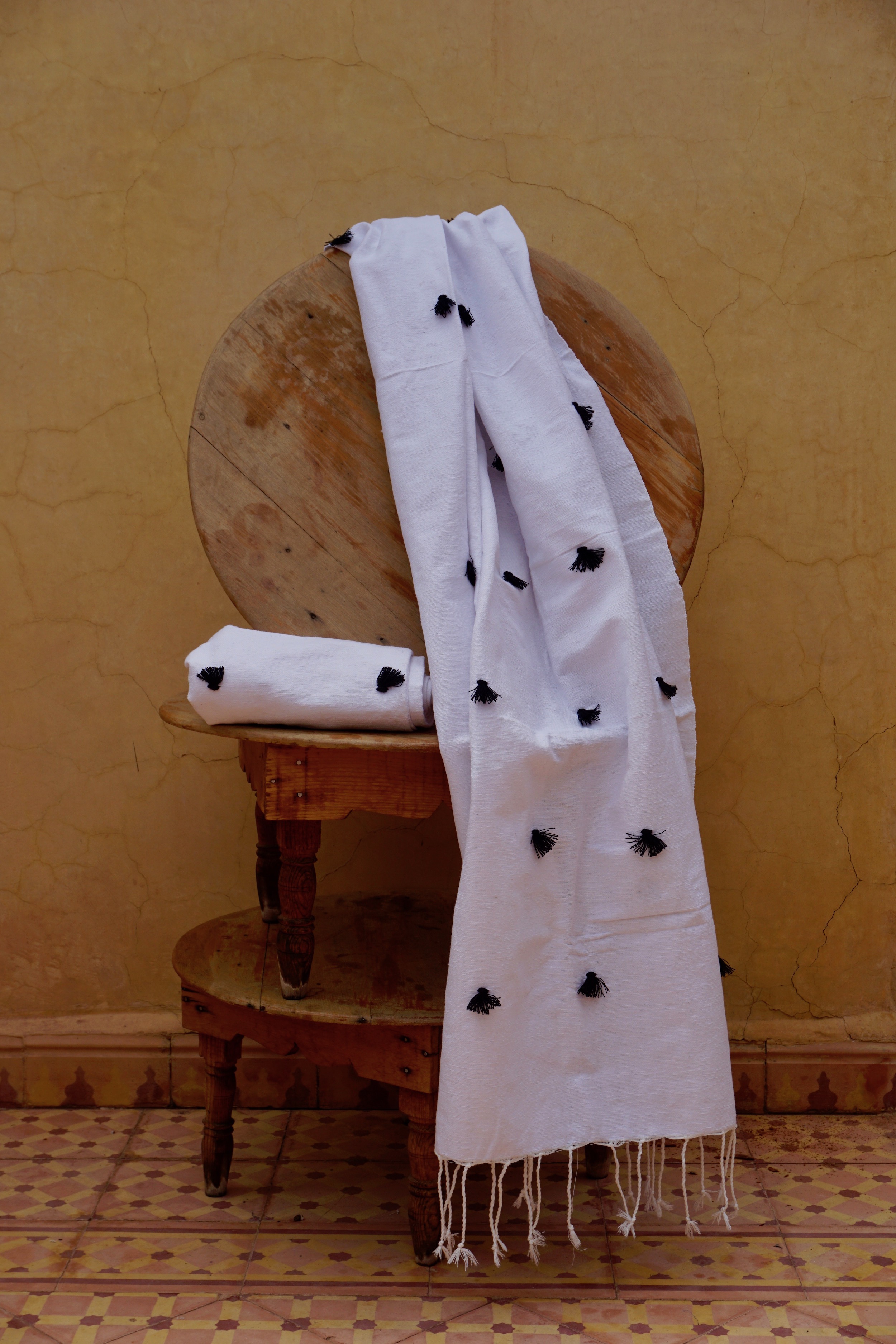Hamam handduk 2-pack pom-pom svart 
