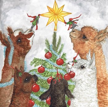 JULKORT MED KUVERT "Jul hos Alpackorna"