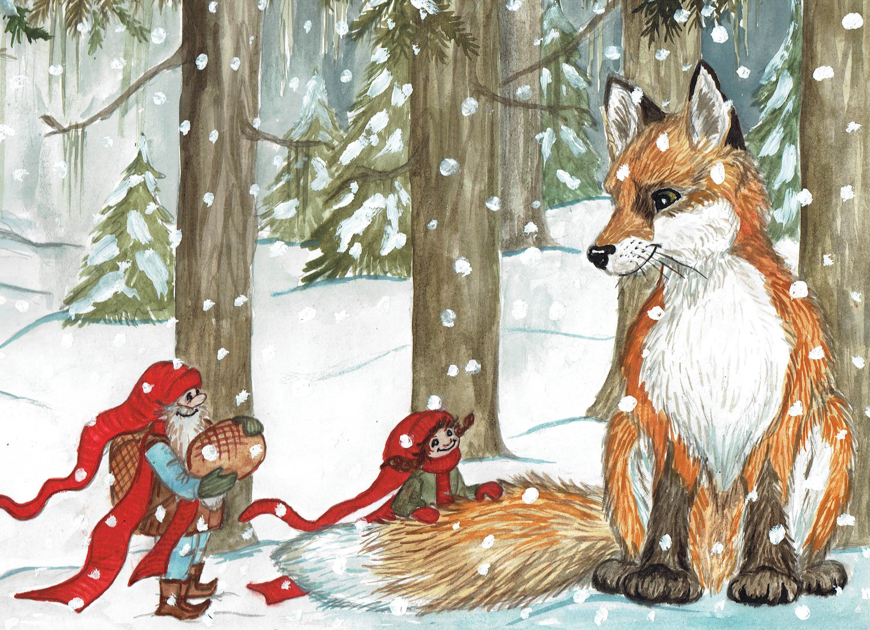 Julkort "Jul hos räven"