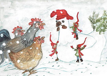Julkort "Snöhönan"