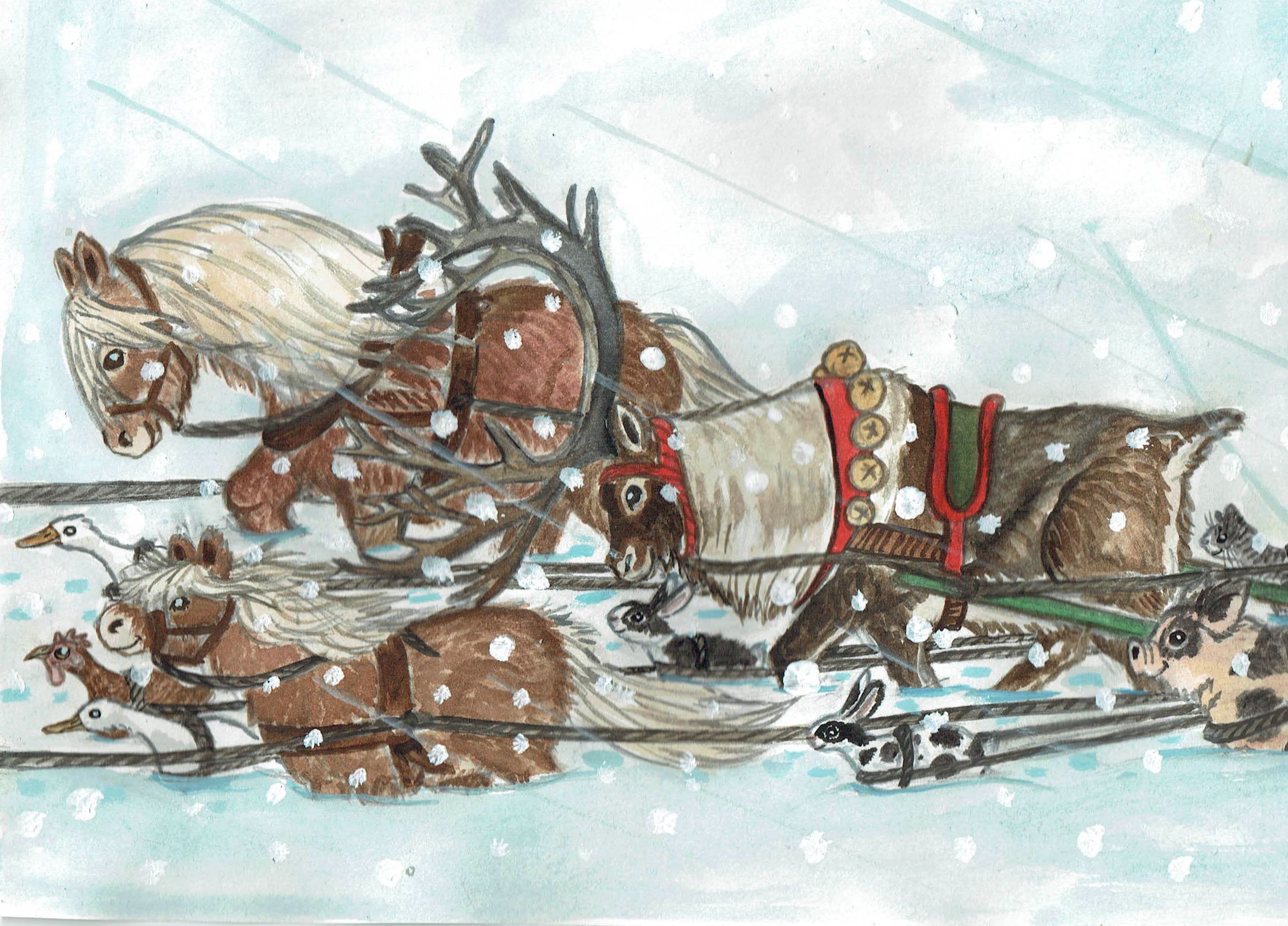 Julkort "Draghjälp"