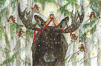 Julkort "Skogens lucia"