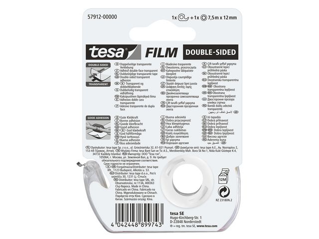 Tejp dubbelhäftande Tesa 7,5m x 12mm 1/fp - 2