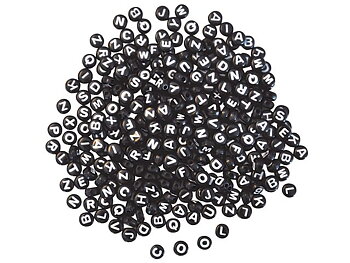 Plastpärlor ABC rund svart/vit 500/FP
