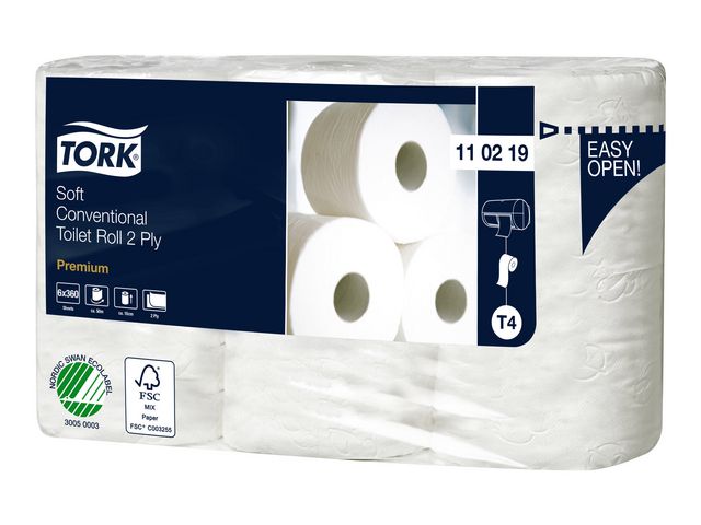 Toalettpapper TORK Pre T4 2-lag vit 6/FP