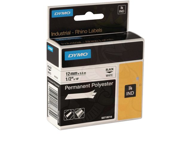 Tape Rhino perm polyester 19mm sv på vit - 2