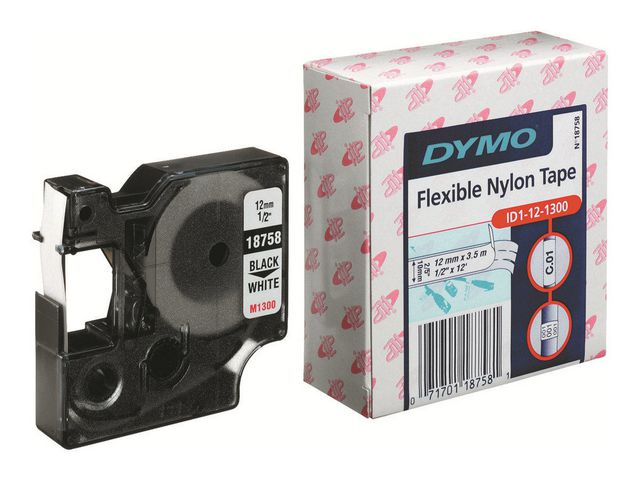Tape Rhino flex nylon 12mm svart på vit - 2