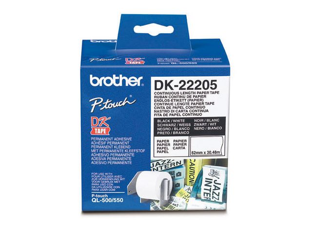 Etikett BROTHER löpande 62mmx30,48m