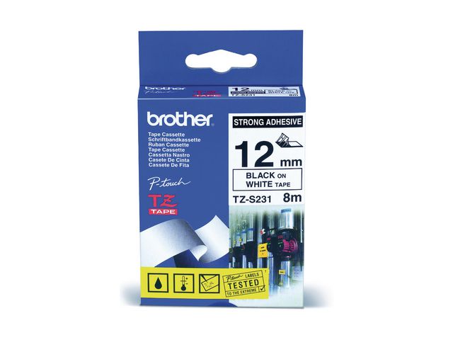 Tape BROTHER TZES231 12mm svart på vit - 2