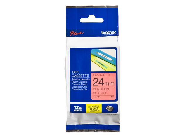 Tape BROTHER TZE451 24mm svart på röd - 3