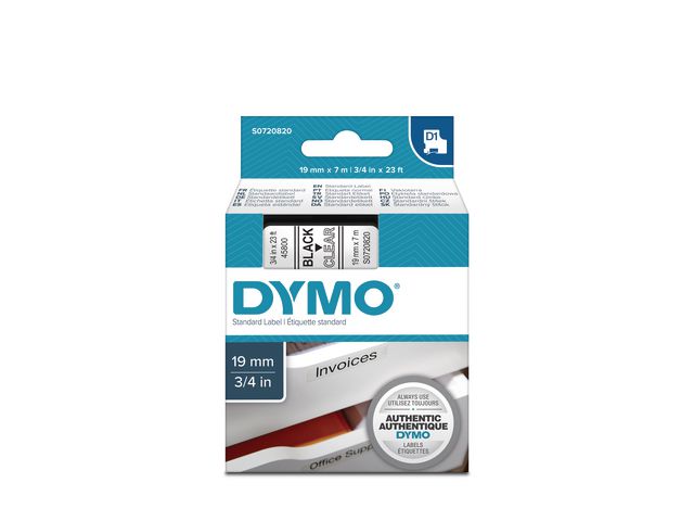 Tape DYMO D1 19mm svart på klar