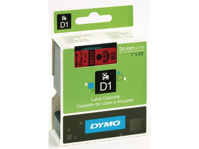 Tape DYMO D1 24mm svart på röd - 2