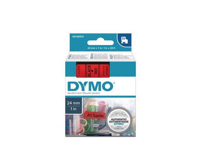 Tape DYMO D1 24mm svart på röd