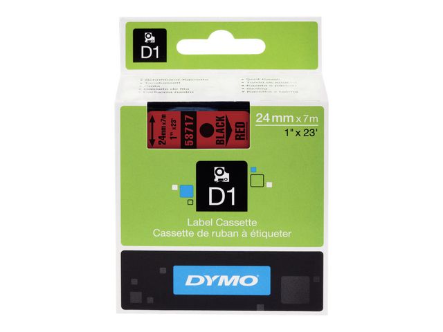 Tape DYMO D1 24mm svart på röd - 3