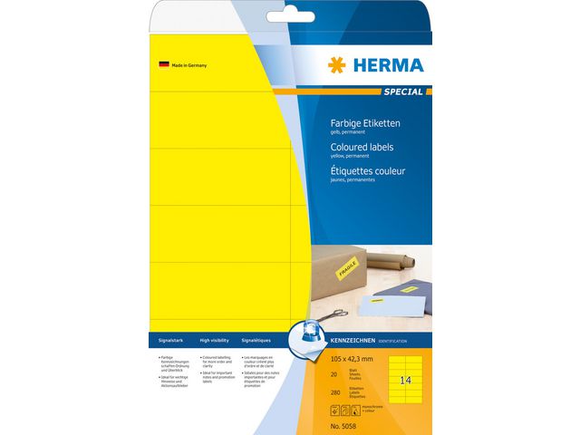 Etikett HERMA Färg gul 105x42,3mm 280/FP