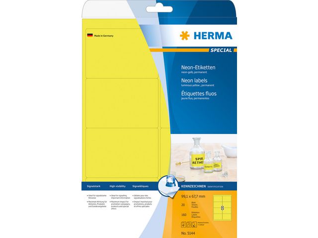 Etikett HERMA Neon gul 99,1x67,7mm160/FP
