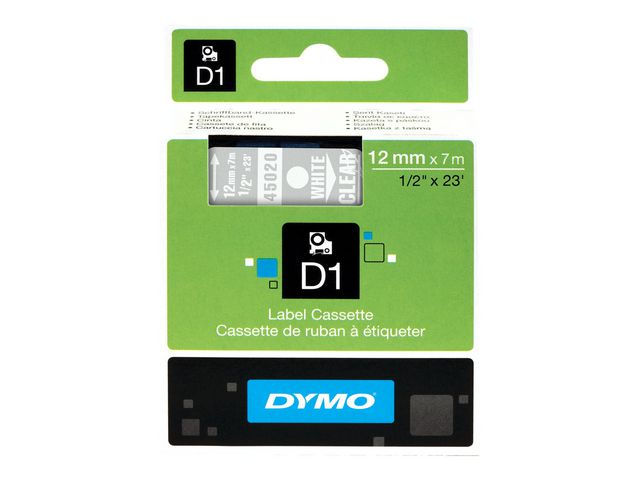 Tape DYMO D1 12mm vit på klar - 3