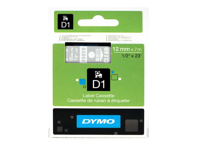 Tape DYMO D1 12mm vit på klar
