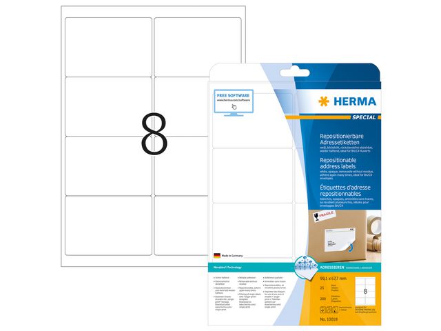 Etikett HERMA Movable 99,1x67,7mm 200/FP