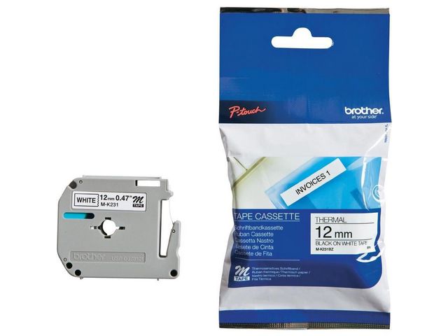 Tape BROTHER MK231 12mm svart på vit - 3