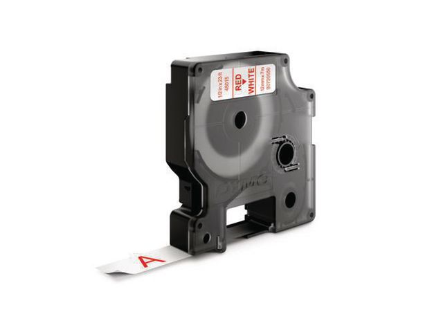 Tape DYMO D1 12mm röd på vit - 3