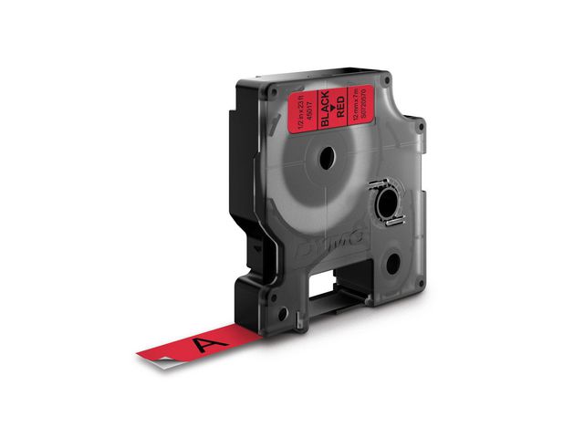 Tape DYMO D1 12mm svart på röd - 2