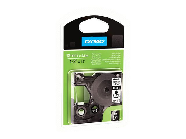 Tape DYMO D1 12mm Nylon svart på vit - 4