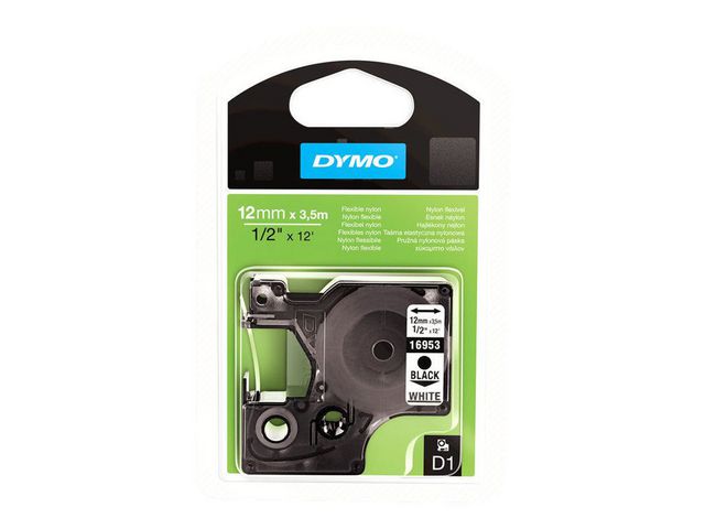 Tape DYMO D1 12mm Nylon svart på vit - 2