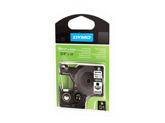 Tape DYMO D1 19mm Perm. svart på vit - 3