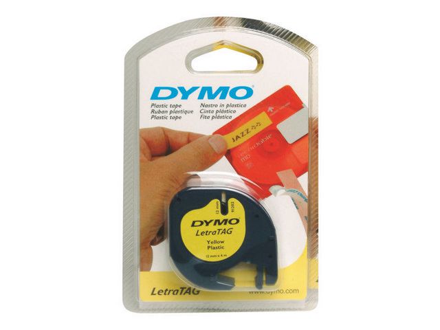 Tape LetraTAG plast 12mm svart på gul - 3