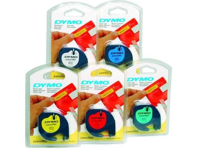 Tape LetraTAG plast 12mm svart på gul - 2