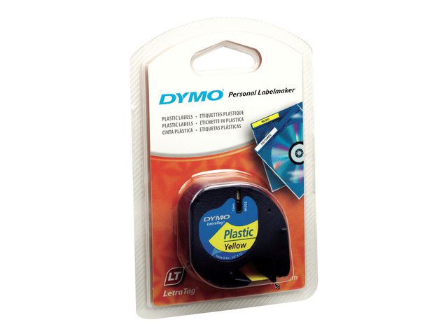 Tape LetraTAG plast 12mm svart på gul - 4