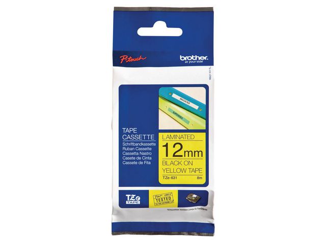 Tape BROTHER TZE631 12mm svart på gul - 2