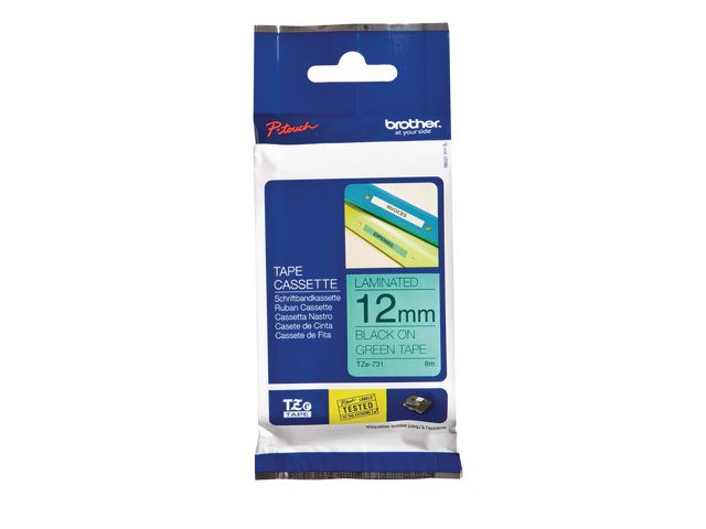 Tape BROTHER TZE731 12mm svart på grön - 2