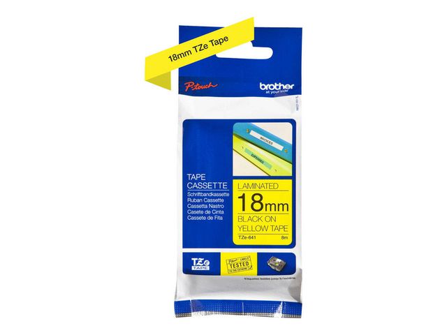 Tape BROTHER TZE641 18mm svart på gul - 2