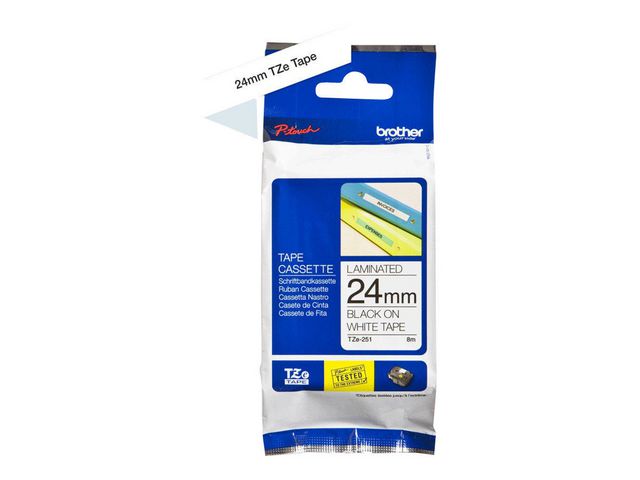 Tape BROTHER TZE251 24mm svart på vit - 2