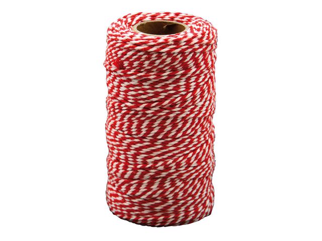 Bomullssnöre 100m x 2mm Röd/vit - 2
